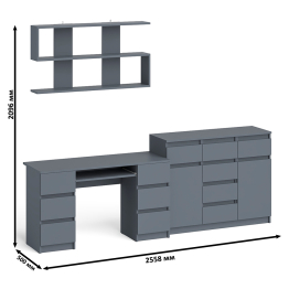 Комод-тумба Мори МК1200.4 с открытой верхней полкой и стол компьютерный МС-2