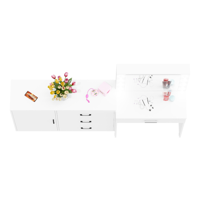 Туалетные столики, Косметический стол с подсветкой и выдвижным ящиком СТ-4 и комод 122-1204