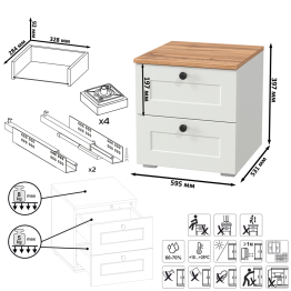 Двухспальная кровать Остин с ортопедическим основанием и шкаф с полками 16.307 с тумбочкой прикроватной
