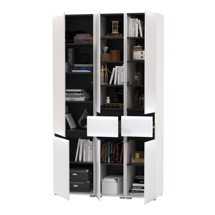 Шкафы распашные, Стенка из шкафов Сидней из двух шкафов с ящиком и одного шкафа-витрины