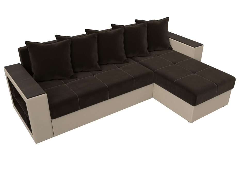 Диваны угловые в гостиную, Диван угловой Дубай Лайт угол универсальный, микровельвет/экокожа