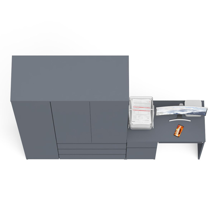 Домашние кабинеты, Компьютерный стол с тумбой с дверкой и ящиком левый и шкаф-комод Мори МШ1200-1