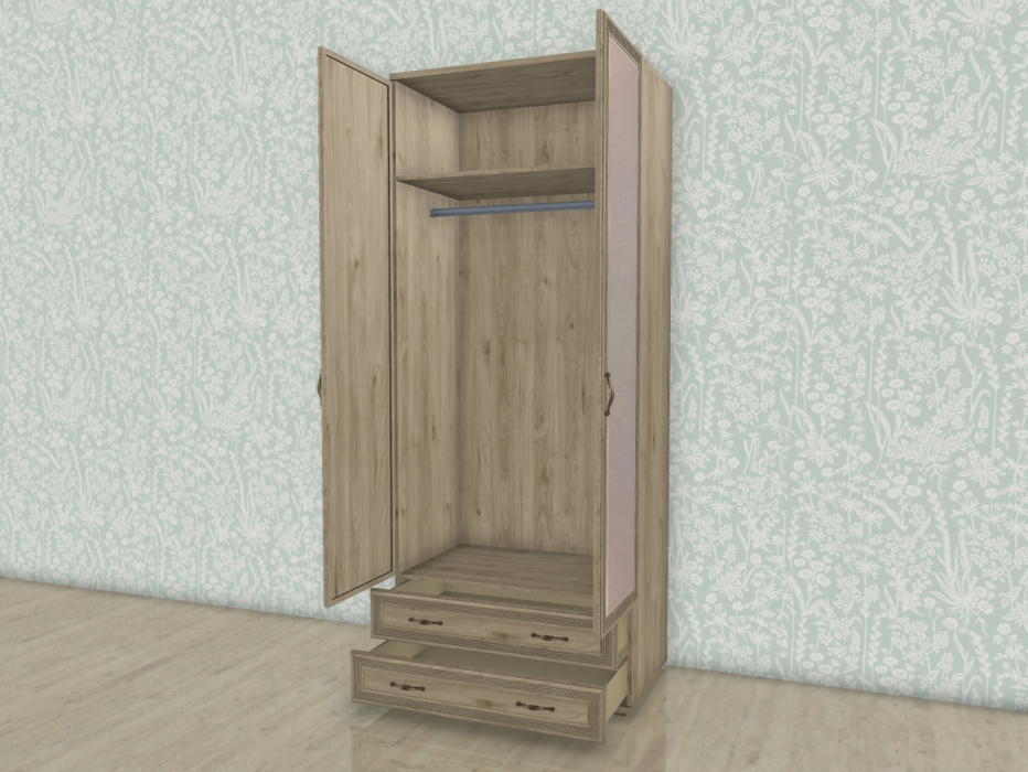 Шкафы двухстворчатые, Модульная система Карина Шкаф ШК-1007 с зеркалом с 2 ящиками