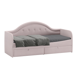 Кровать Адель с мягкой спинкой тип 1, велюр пудровый