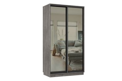 Шкаф-купе Премьер 11 (01ЗГ;01ЗГ) фасады зеркало графит/двухдверный/Профиль чёрный муар