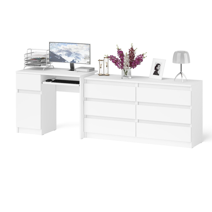 Компьютерные столы, Комод 6-ть ящиков Мори 1380 и стол компьютерный МС-1 дверка и ящик слева