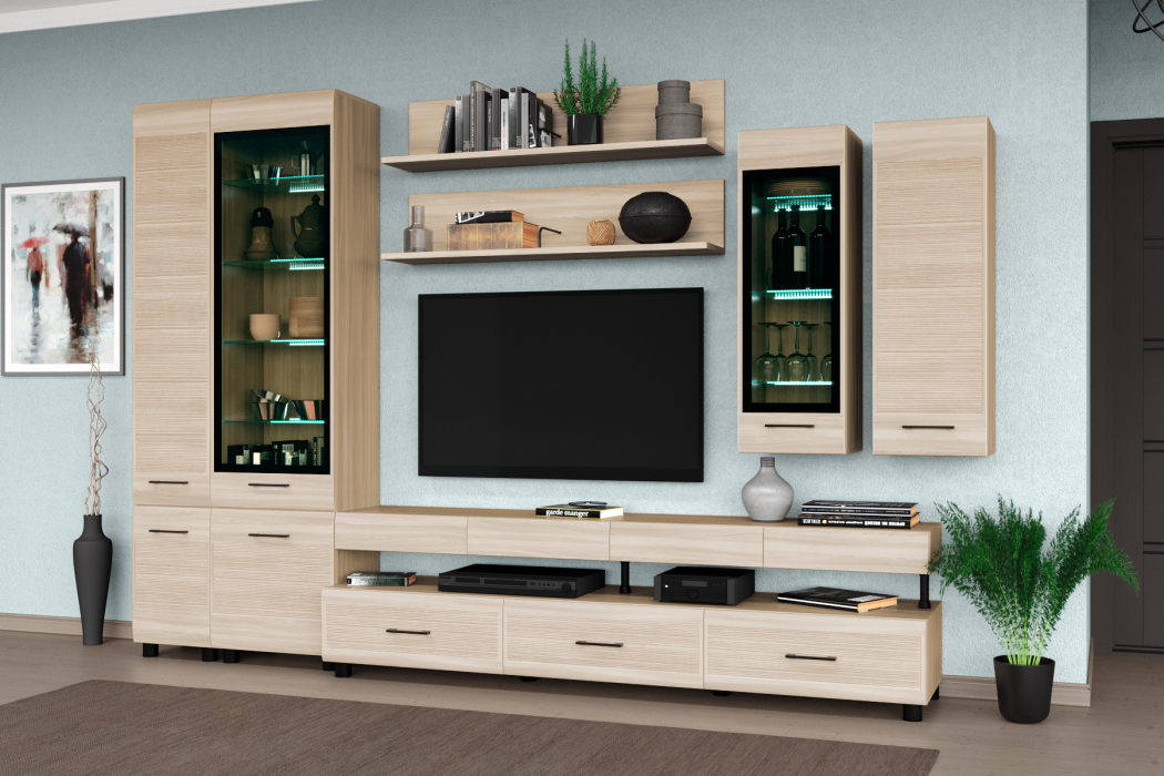 Стенки для гостиной, Модульная гостиная Камелия композиция 7