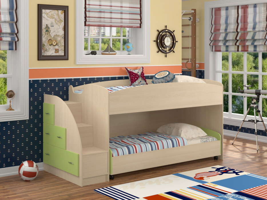 Для подростков, Кровать двухъярусная "Дюймовочка 4.2"  (Дуб молочный)