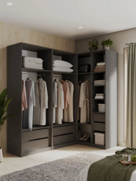 Угловой шкаф для одежды распашной с ящиками, София, 2200х2100х1300мм