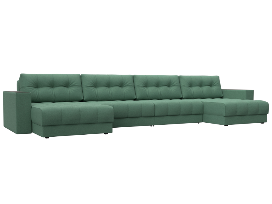 Дизайнерские диваны для гостиной, Диван П-образный с декором Лига-049 НПБ Лонг, рогожка Амур