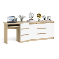 Домашние кабинеты, Тумба-комод МК1200 3 ящика и дверки и Мори компьютерный стол МС-6 три ящика справа