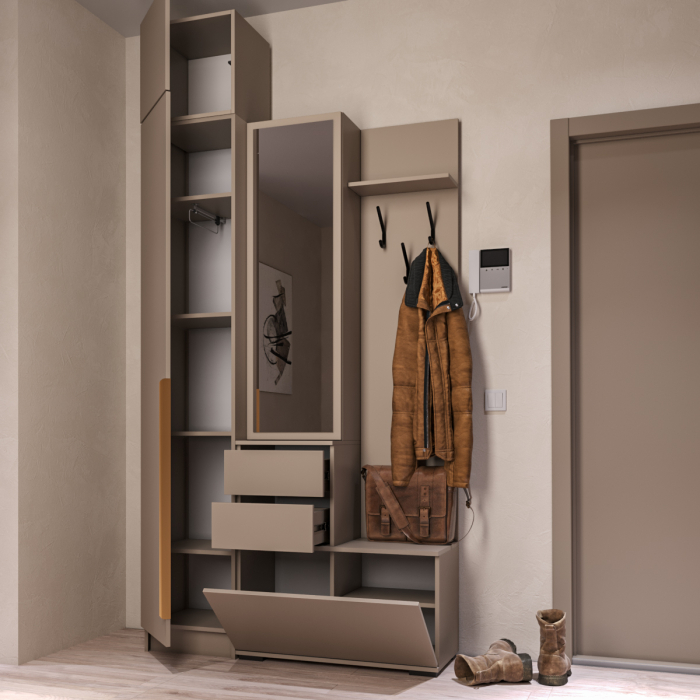 Прихожие, Прихожая Голд Бостон вешалка В2 с пеналом и антресолью