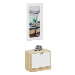 Обувница с мягким сиденьем с зеркалом П-6 МДФ фрезеровка ромб