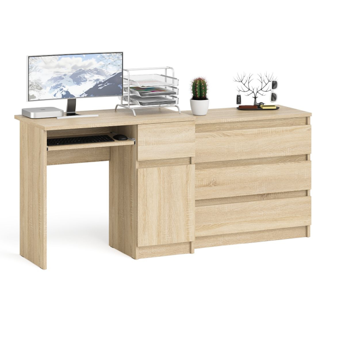 Домашние кабинеты, Стол компьютерный МС-1 правый с комодом на три ящика 800 Мори