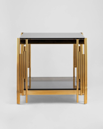 Журнальный столик ГЭТСБИ 55х55 (Стекло smoke/Сталь золото)