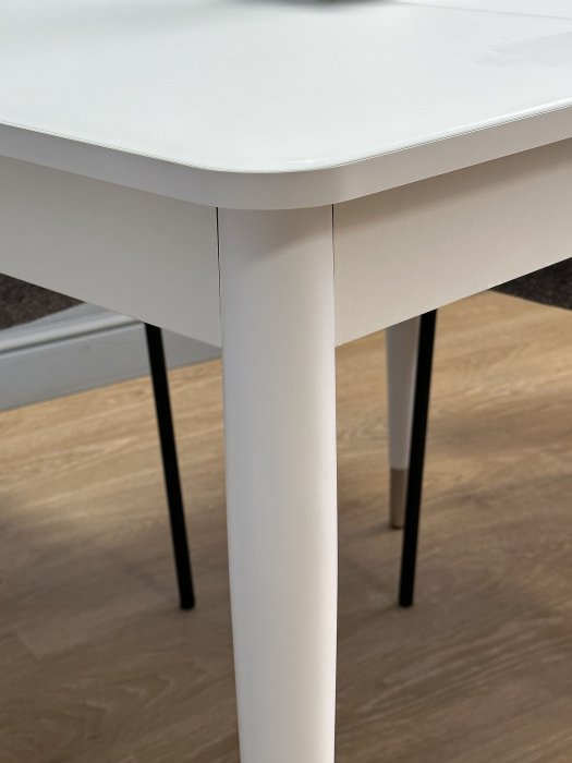 Обеденные столы, Стол Kenner 900 K раздвижной, стекло белое сатин