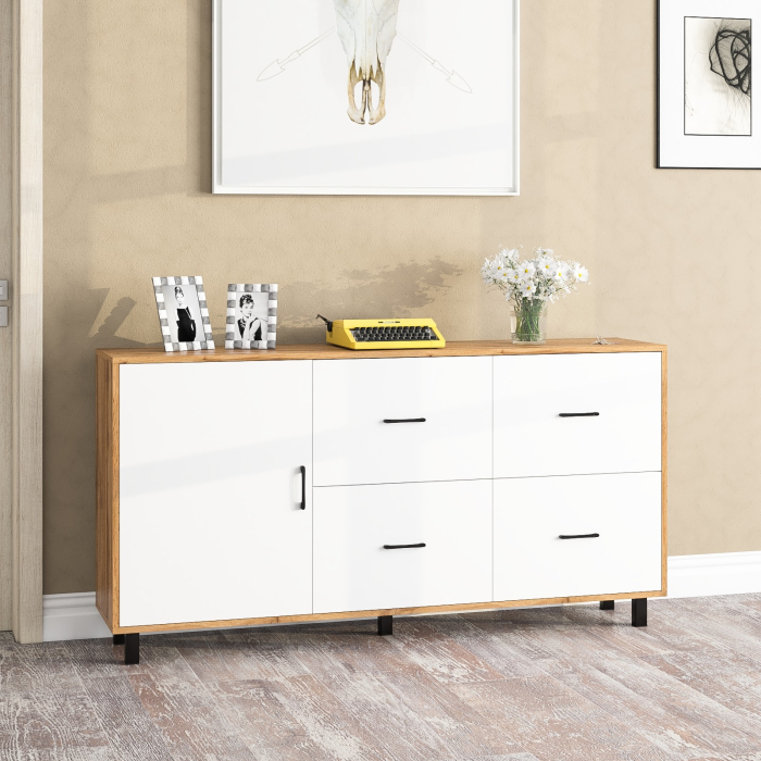 Комоды, Комод широкий с дверкой и ящиками РВК 125-1704