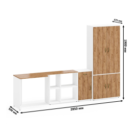 Тумбочка для документов Лидер-8 3.15 с рабочим столом и шкафом для одежды и документов