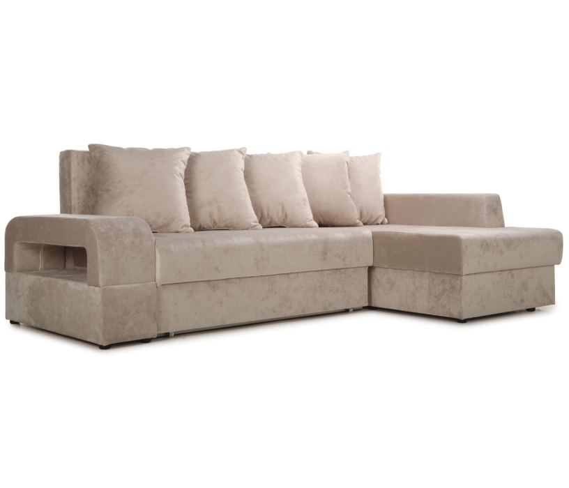 Диваны угловые в гостиную, Угловой диван Марго 1 правый, велюр