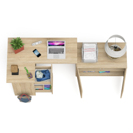 Компьютерный угловой стол левое исполнение с широкой тумбой Мори МА-900