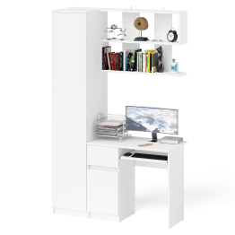 Пенал с дверкой Мори МШ400-1 с компьютерным столом МС-1 левый и открытой полкой на 900