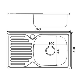 Мойка врез 42х76 (0,8) прав, с сифоном