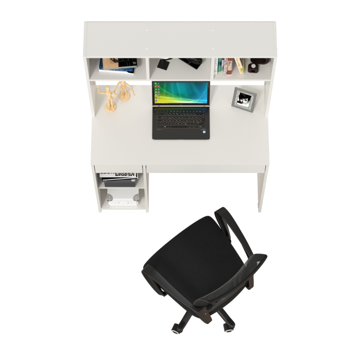 Прямые компьютерные столы, Компьютерный стол Моби Комфорт 12.77F с компьютерным креслом 103 чёрного цвета