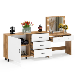 Косметический столик с лампочками СТ-5 и комод-тумба 122-1504