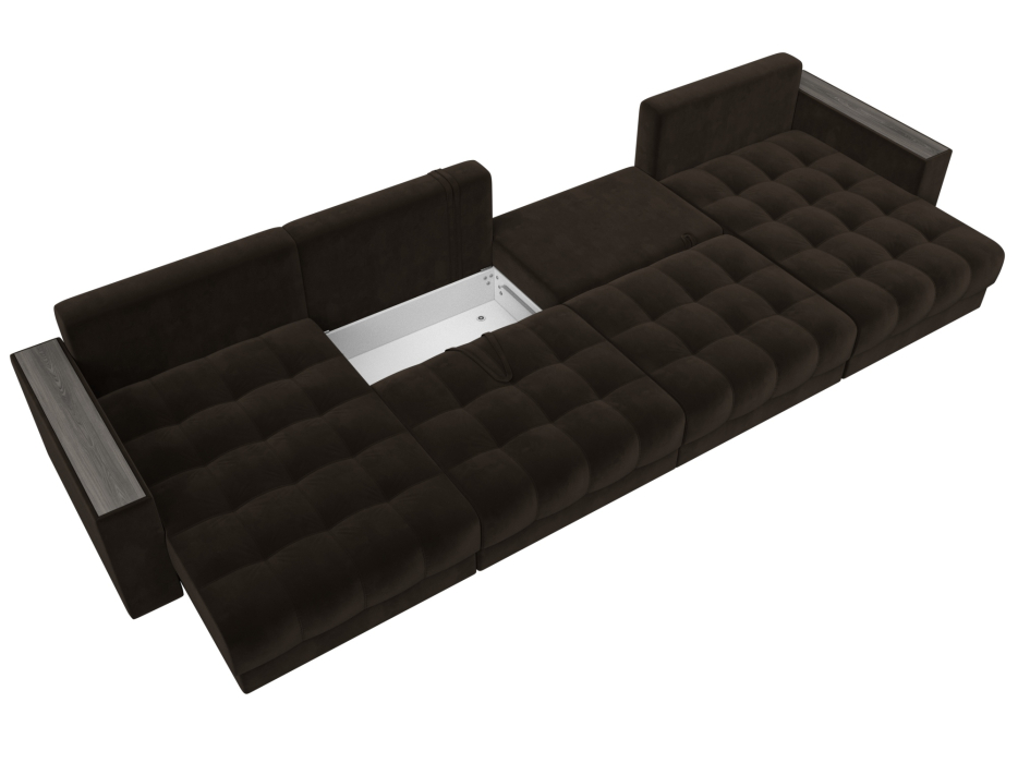 Дизайнерские диваны для гостиной, Диван П-образный с декором Лига-049 НПБ Лонг, велюр SEVEN