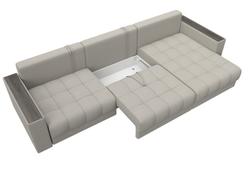 Диван угловой с декором Лига-049 НПБ Лонг, рогожка Амур