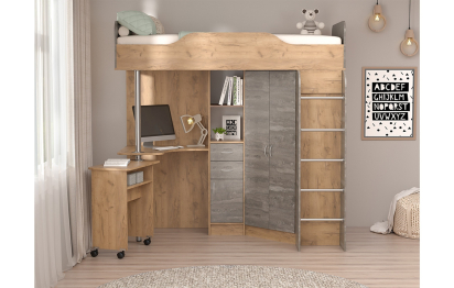 Кровать-чердак Бриз-1 80х190 правая/левая Камень Темный