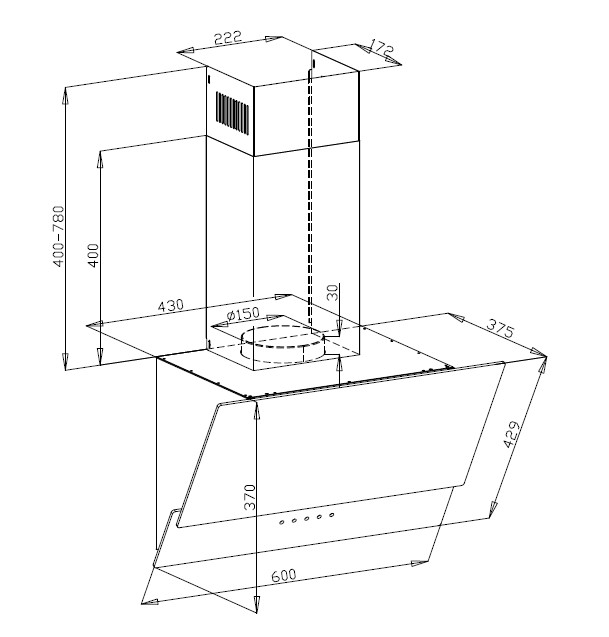 Вытяжки, Вытяжка MAUNFELD PLYM TOUCH 60 белое стекло