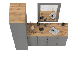 Комод четыре ящика и две дверки с пеналом для прихожей и зеркалом Остин