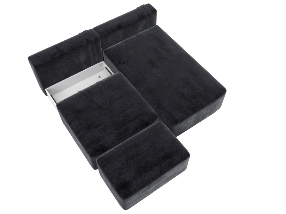 Диваны угловые в гостиную, Диван угловой модульный с пуфом Лига-060 НПБ угол универсальный, велюр TOWER