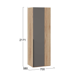 Шкаф угловой Порто, фасад глухой, яблоня беллуно, графит софт