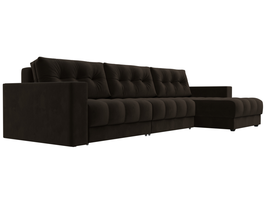 Дизайнерские диваны для гостиной, Диван угловой с декором Лига-049 НПБ Лонг, велюр SEVEN