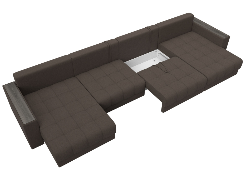 Дизайнерские диваны для гостиной, Диван П-образный с декором Лига-049 НПБ Лонг, рогожка Амур