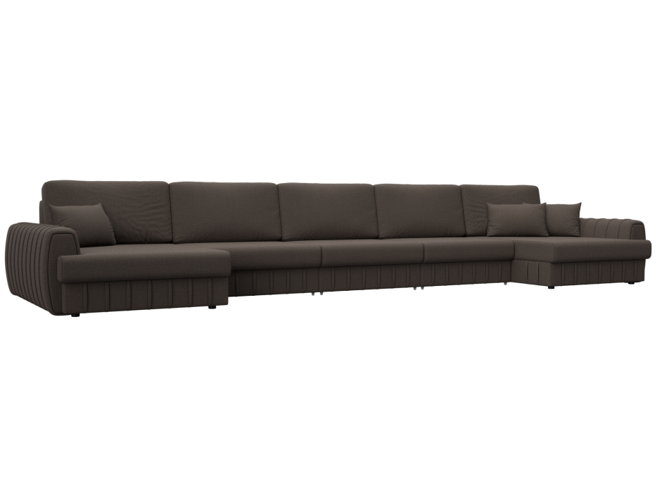 Диваны угловые в гостиную, Диван П-образный Лига-057 НПБ МегаЛонг, рогожка Амур