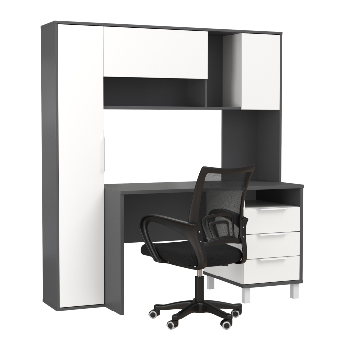 Прямые компьютерные столы, Домашний офис Mobi Комфорт 12.95N с компьютерным креслом 103 чёрного цвета