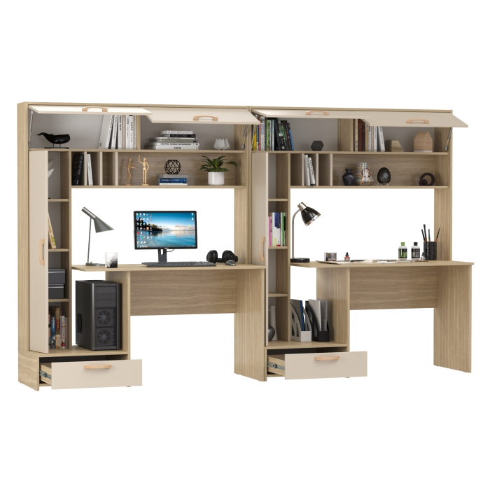 Прямые компьютерные столы, Лайт столы письменные 03.243Н с верхними полочками