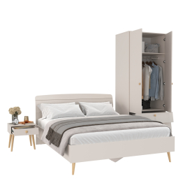 Шкаф 2-х дверный с кроватью двуспальной Афина 1600 и прикроватной тумбочкой