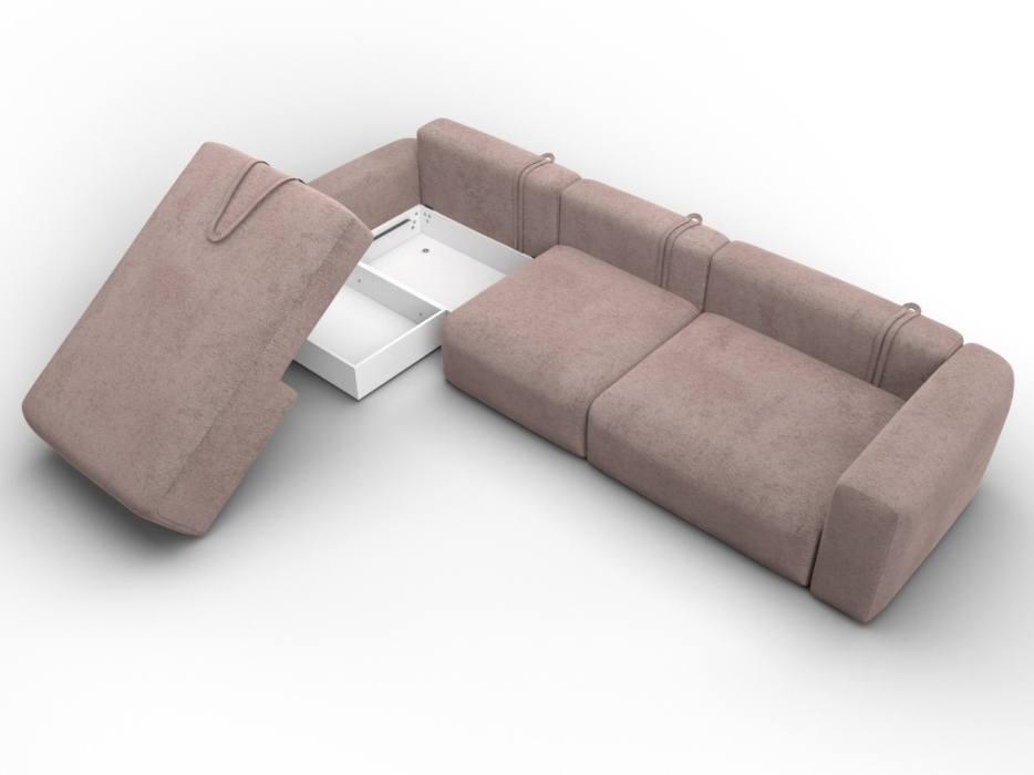 Диваны угловые в гостиную, Диван угловой Лига-066 НПБ Лонг угол левый, велюр TOWER