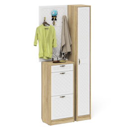 Тумба для обуви высокая с вешалкой и пеналом П-6 № 24 МДФ фрезеровка ромб