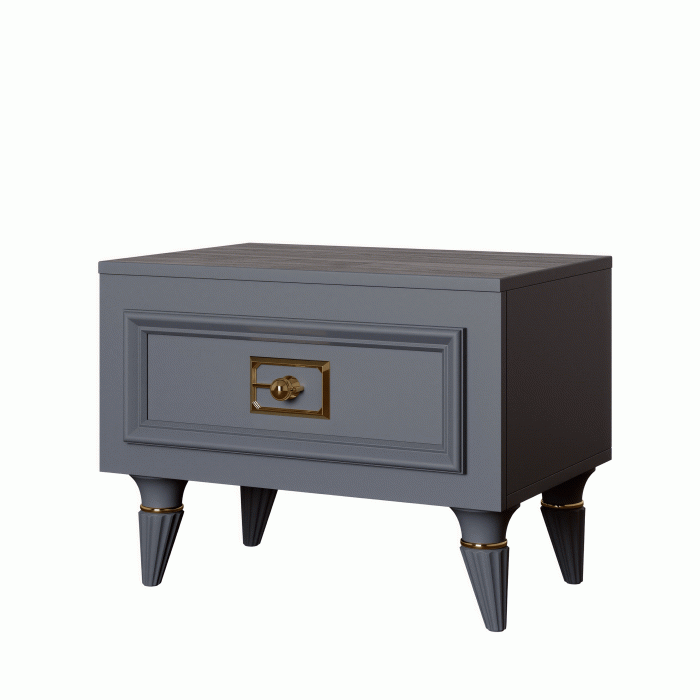 Прикроватные тумбы, Тумба прикроватная Валенсия с ящиком выдвижным 55х40х42 см (золото)