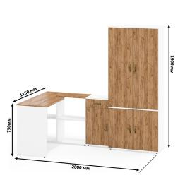 Тумбочка для документов Лидер-8 3.15 с рабочим столом и шкафом для одежды и документов