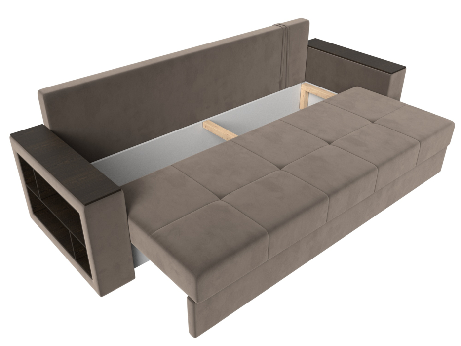 Диваны прямые, Диван прямой Дубай Лайт полки слева, велюр