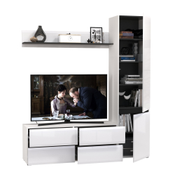 Широкий шкаф-пенал Сидней с полочкой и ТВ-тумбой