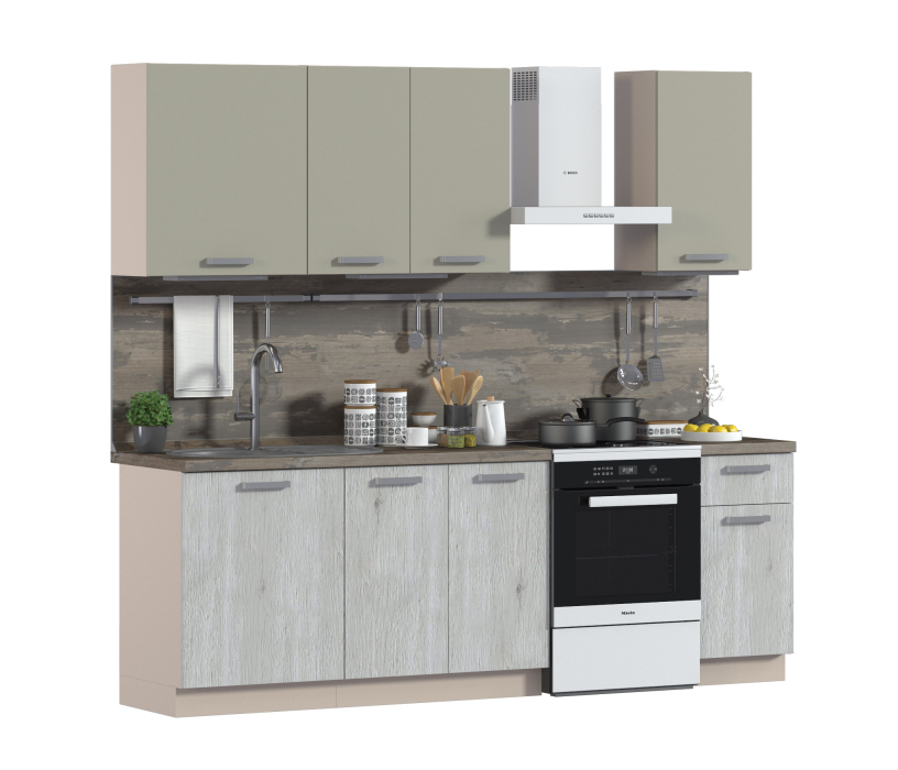 Кухонные гарнитуры, Кухня Регина серия Mishel Беж песок/Ирландский ликер, Рустик серый 1,8-2,4 м (Мишель)