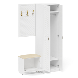 Шкаф в прихожую с обувницей с сиденьем и вешалкой П-6 № 12 МДФ фрезеровка ромб