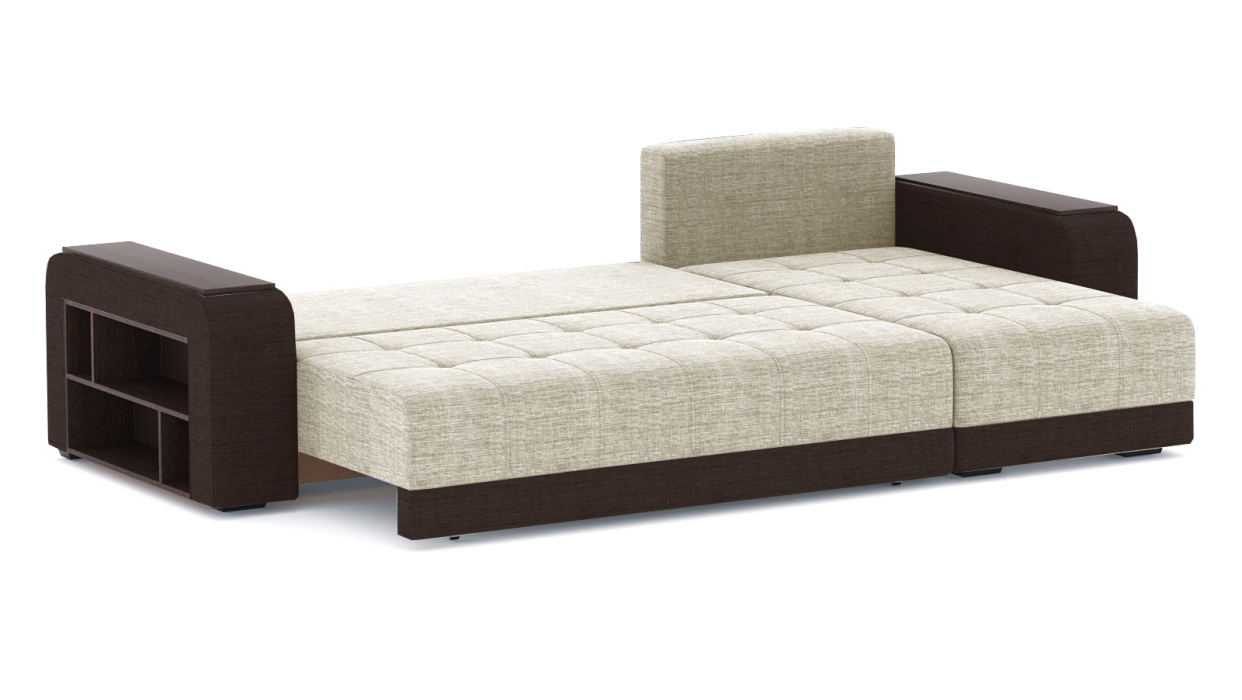 Диваны угловые в гостиную, Диван-кровать угловой Дубай еврокнижка, рогожка + кож.зам